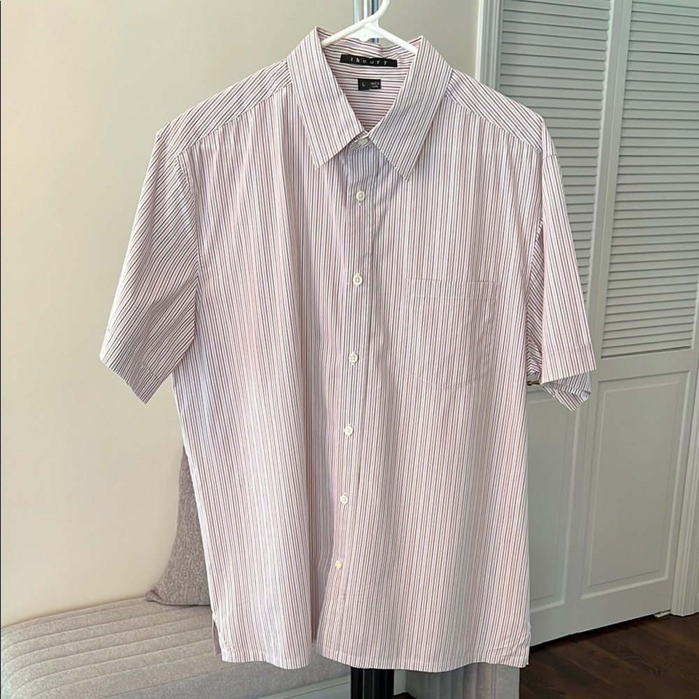 Theory Black and White Casual Button Down Shirt